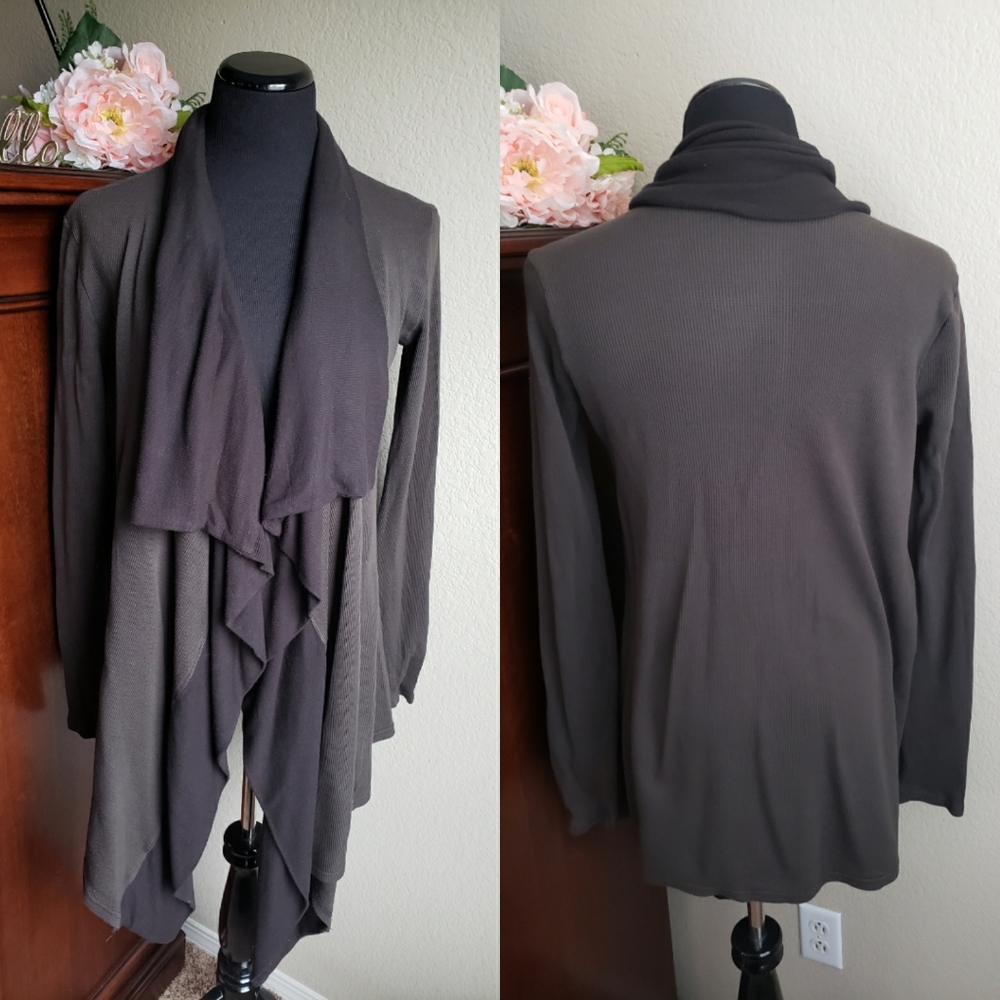 Pink Lotus Olive Waterfall Cardigan